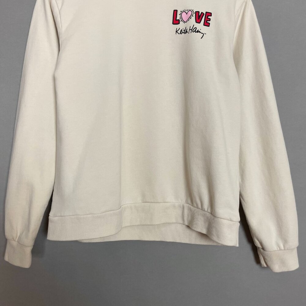 Keith Haring Top Sweatshirt‎ Love Women Size Small Off-White Long Sleeve Fleece - Picture 4 of 11